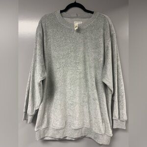 Aerie Heather Gray Long Sleeve Velour Crew NWT Size L